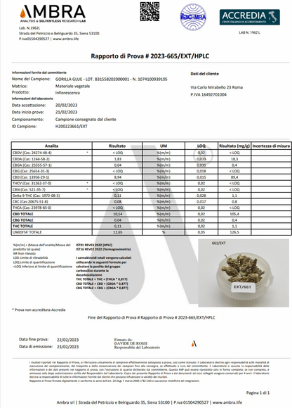 Gorilla glue cbd flower lab report